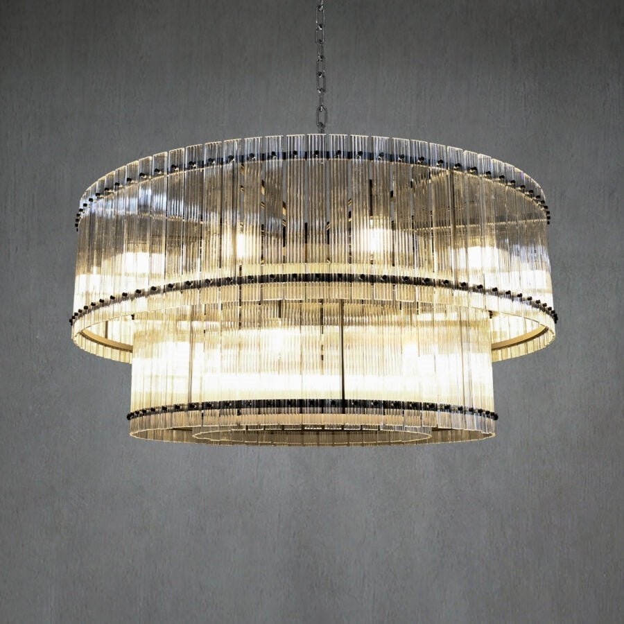 San Marco 2-Tier Glass Round Chandelier 22" 37" 48" 60"