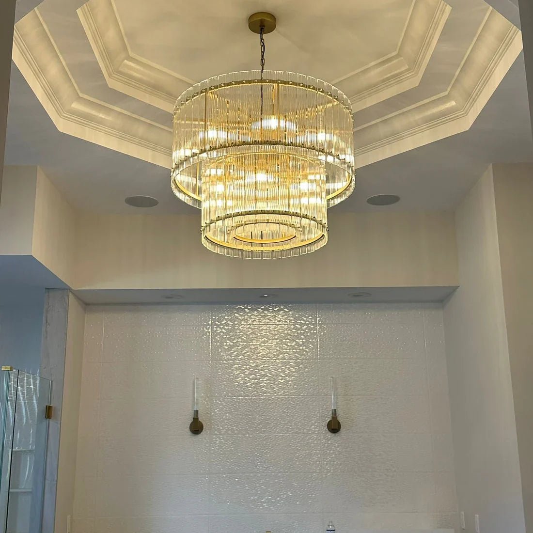 San Marco 2-Tier Glass Round Chandelier 22" 37" 48" 60"