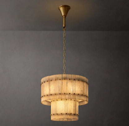 San Marco Alabaster Round Tiered Chandelier 22"-Nobipets