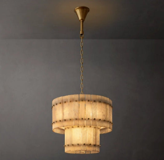 San Marco Alabaster Round Tiered Chandelier 22"-Nobipets