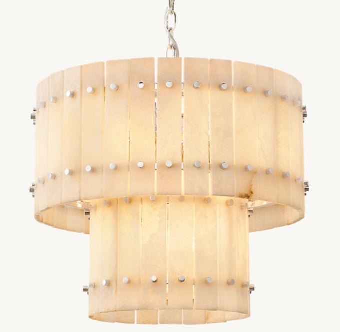 San Marco Alabaster Round Tiered Chandelier 22"-Nobipets