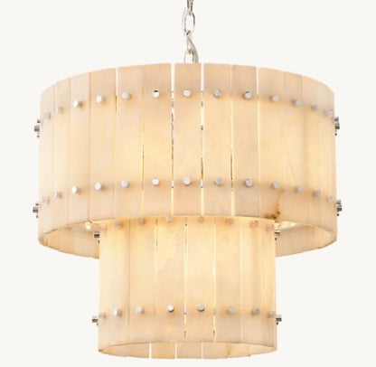 San Marco Alabaster Round Tiered Chandelier 22"-Nobipets