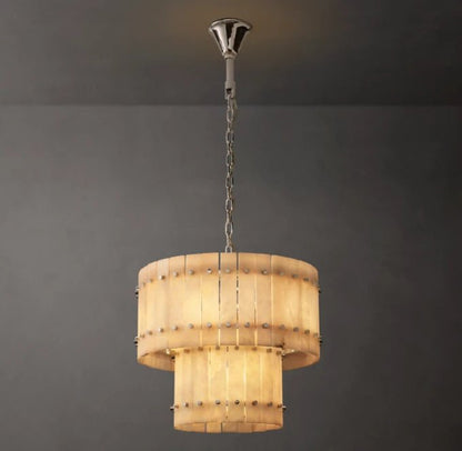 San Marco Alabaster Round Tiered Chandelier 22"-Nobipets