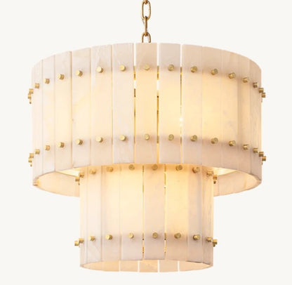 San Marco Alabaster Round Tiered Chandelier 22"-Nobipets