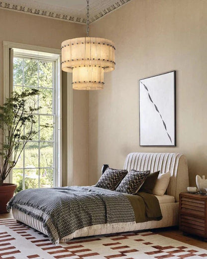 San Marco Alabaster Round Tiered Chandelier 22"