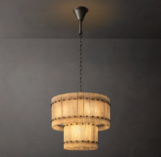 San Marco Alabaster Round Tiered Chandelier 22"-Nobipets