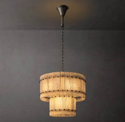 San Marco Alabaster Round Tiered Chandelier 22"-Nobipets
