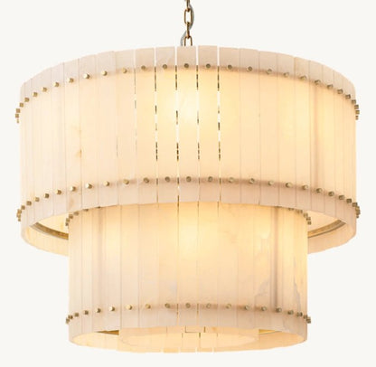 San Marco Alabaster Round Tiered Chandelier 37"-Nobipets