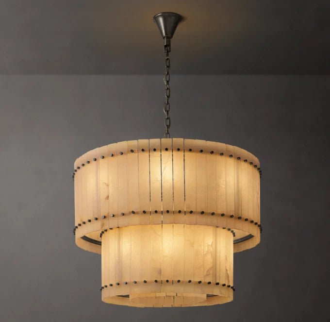 San Marco Alabaster Round Tiered Chandelier 37"-Nobipets