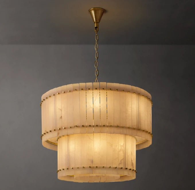 San Marco Alabaster Round Tiered Chandelier 37"-Nobipets