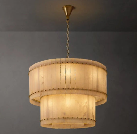 San Marco Alabaster Round Tiered Chandelier 37"-Nobipets