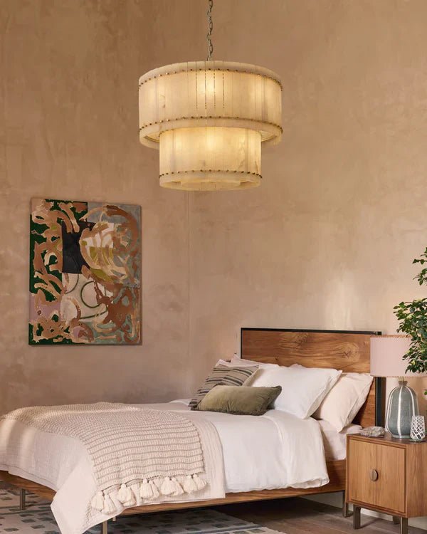 San Marco Alabaster Round Tiered Chandelier 37"