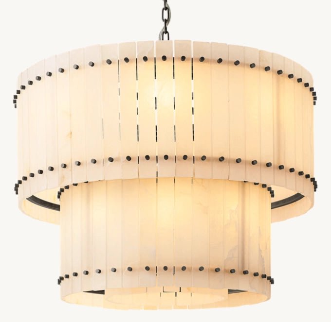 San Marco Alabaster Round Tiered Chandelier 37"-Nobipets