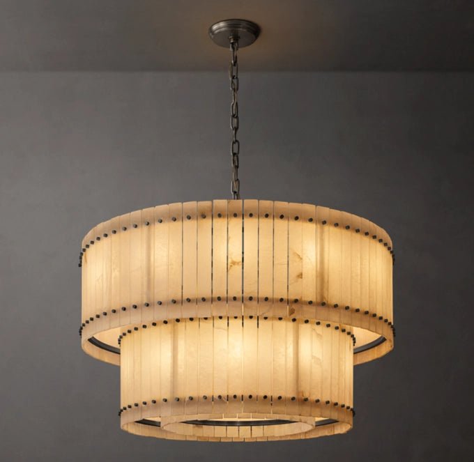 San Marco Alabaster Round Tiered Chandelier 48"-Nobipets