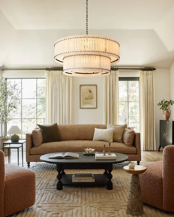San Marco Alabaster Round Tiered Chandelier 48"