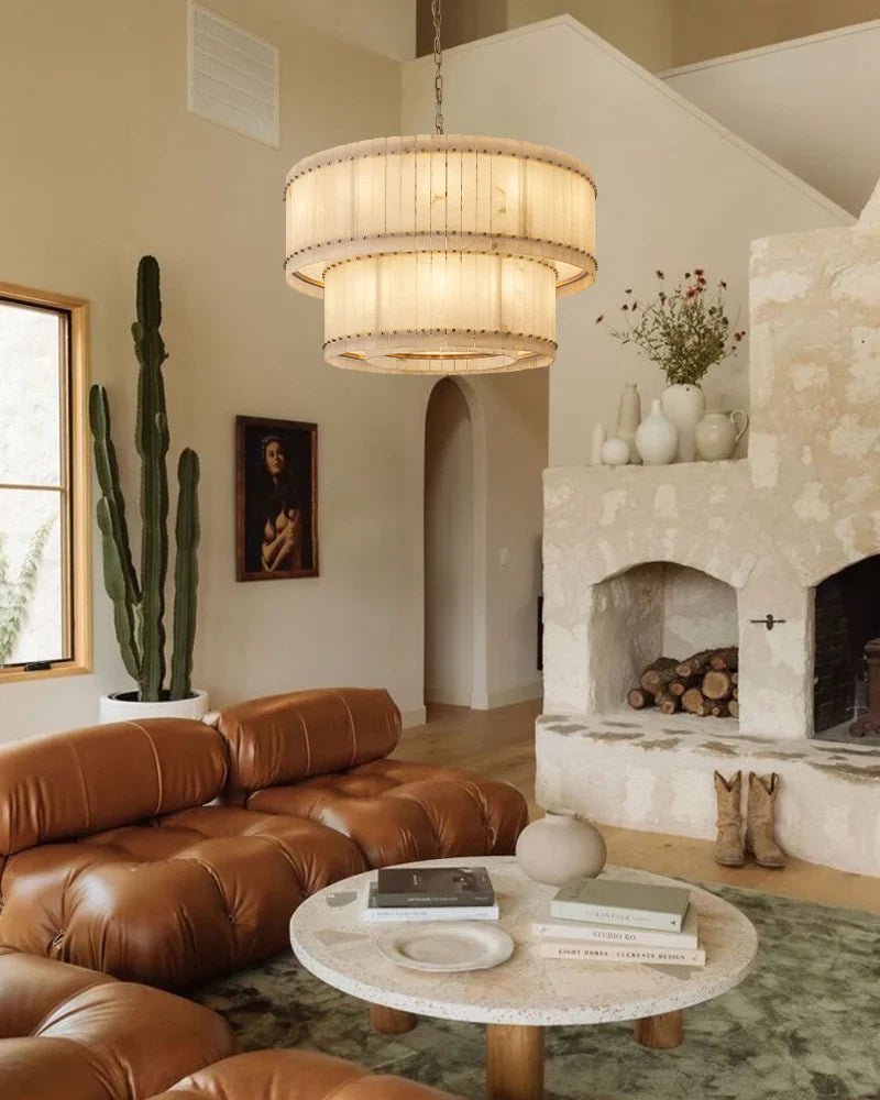 San Marco Alabaster Round Tiered Chandelier 48"