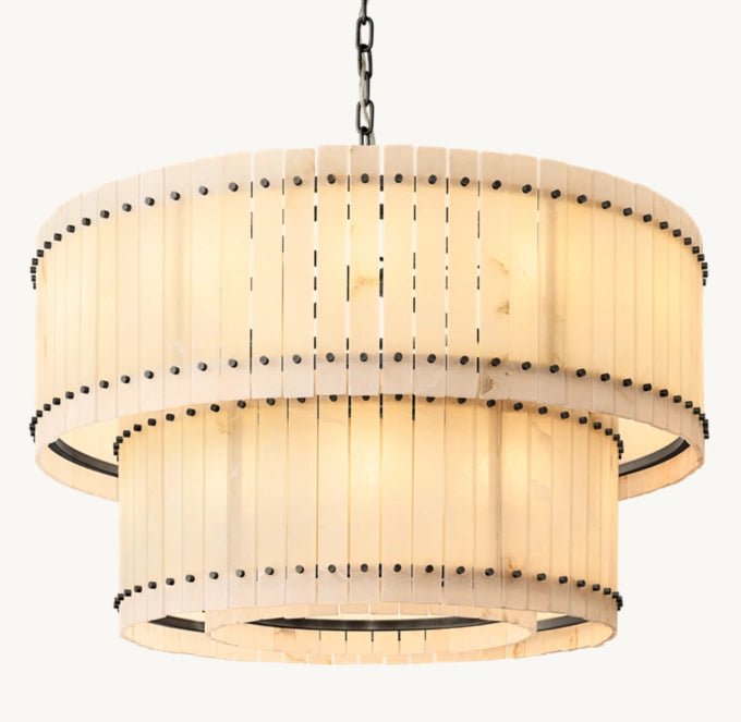 San Marco Alabaster Round Tiered Chandelier 48"-Nobipets