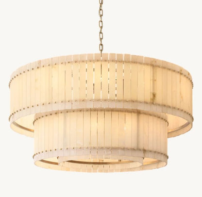 San Marco Alabaster Round Tiered Chandelier 60"-Nobipets