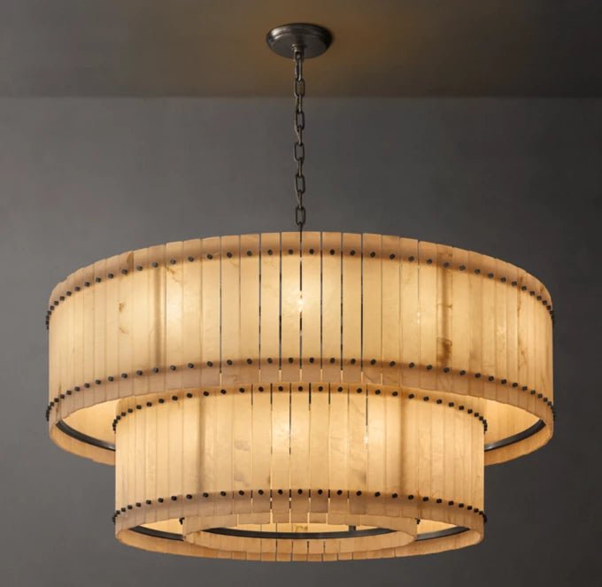 San Marco Alabaster Round Tiered Chandelier 60"-Nobipets