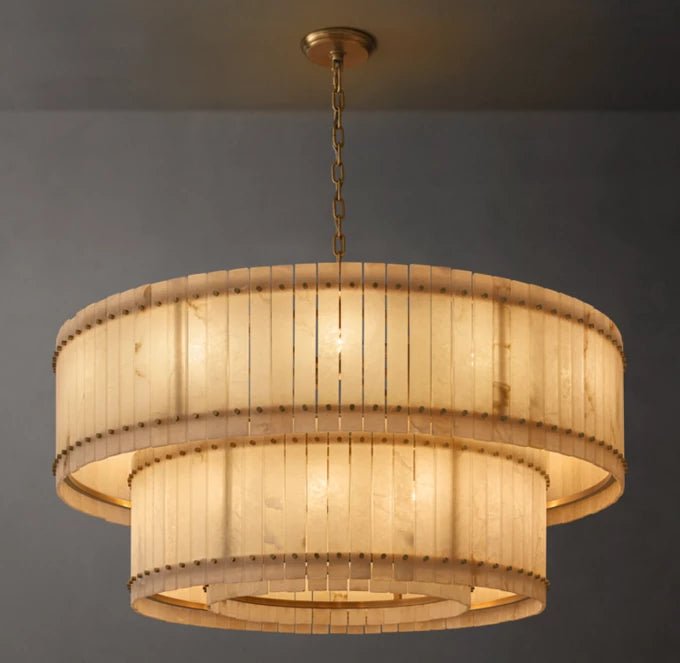 San Marco Alabaster Round Tiered Chandelier 60"-Nobipets