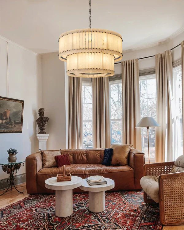 San Marco Alabaster Round Tiered Chandelier 60"