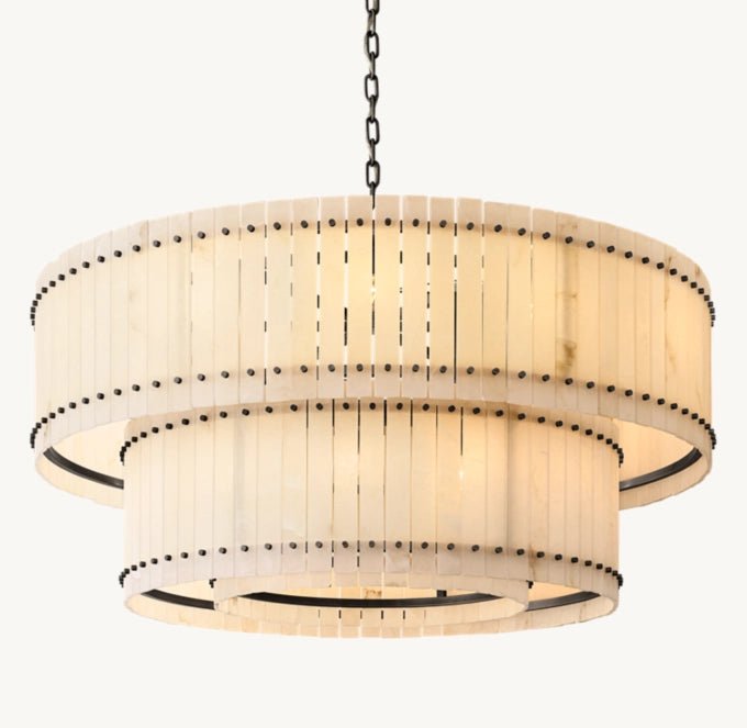 San Marco Alabaster Round Tiered Chandelier 60"-Nobipets