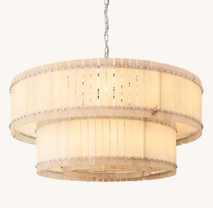 San Marco Alabaster Round Tiered Chandelier 60"-Nobipets