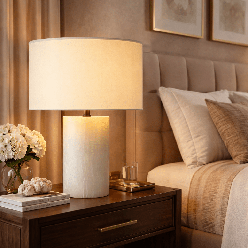 Sarezzoe Stone Cylindrical Table Lamp