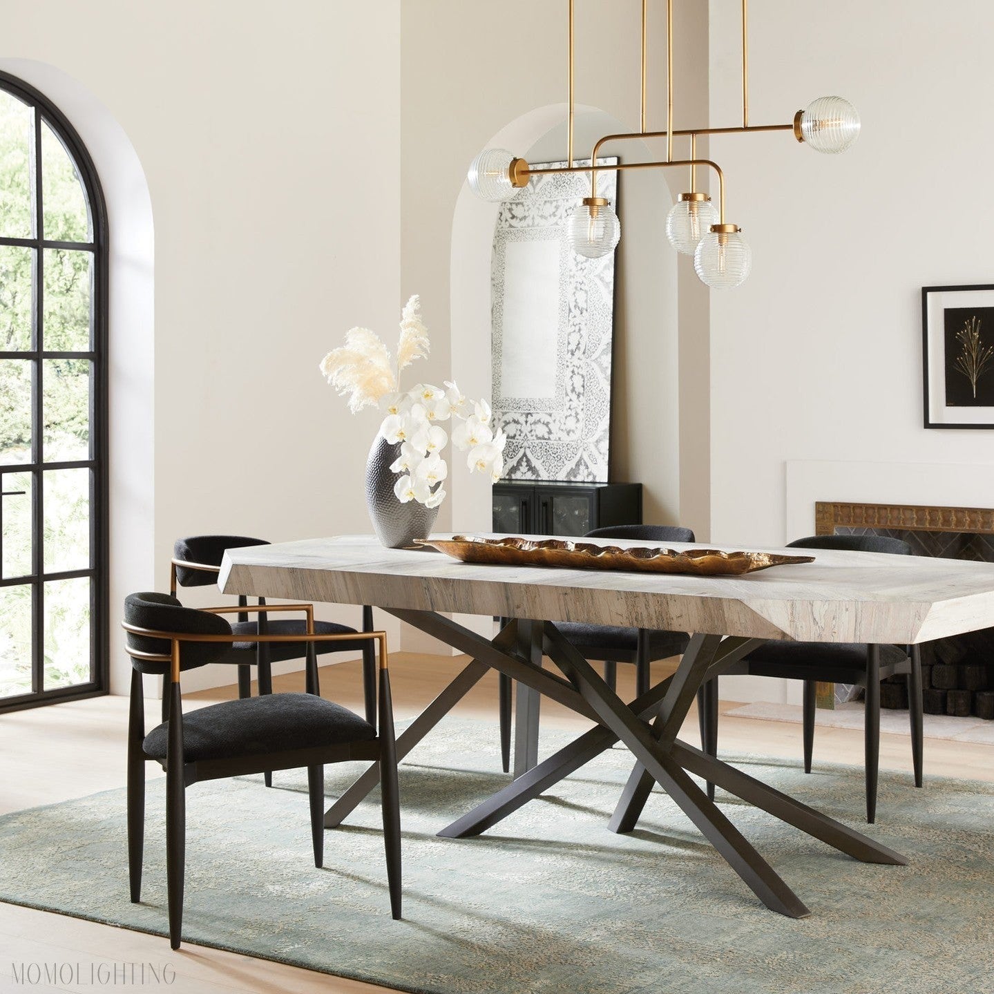 Sayre Linear Glass Globe Chandelier for dinning room-Nobipets