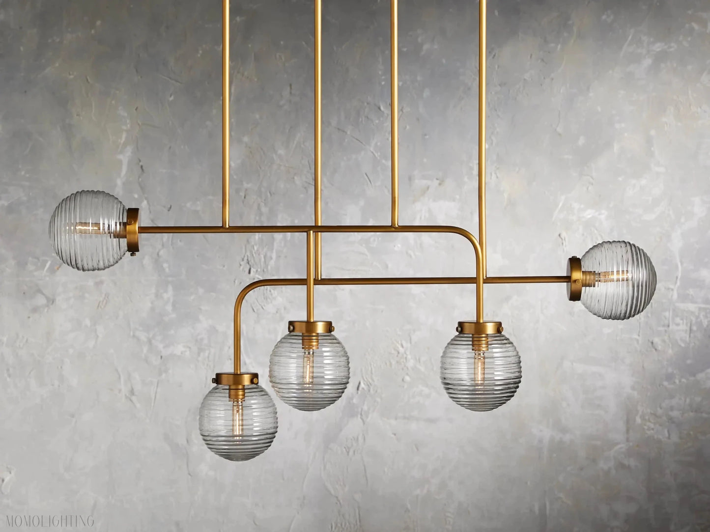 Sayre Linear Glass Globe Chandelier for dinning room-Nobipets