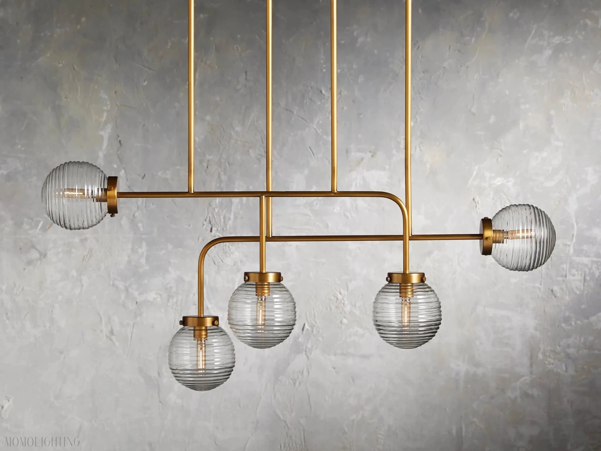 Sayre Linear Glass Globe Chandelier for dinning room-Nobipets