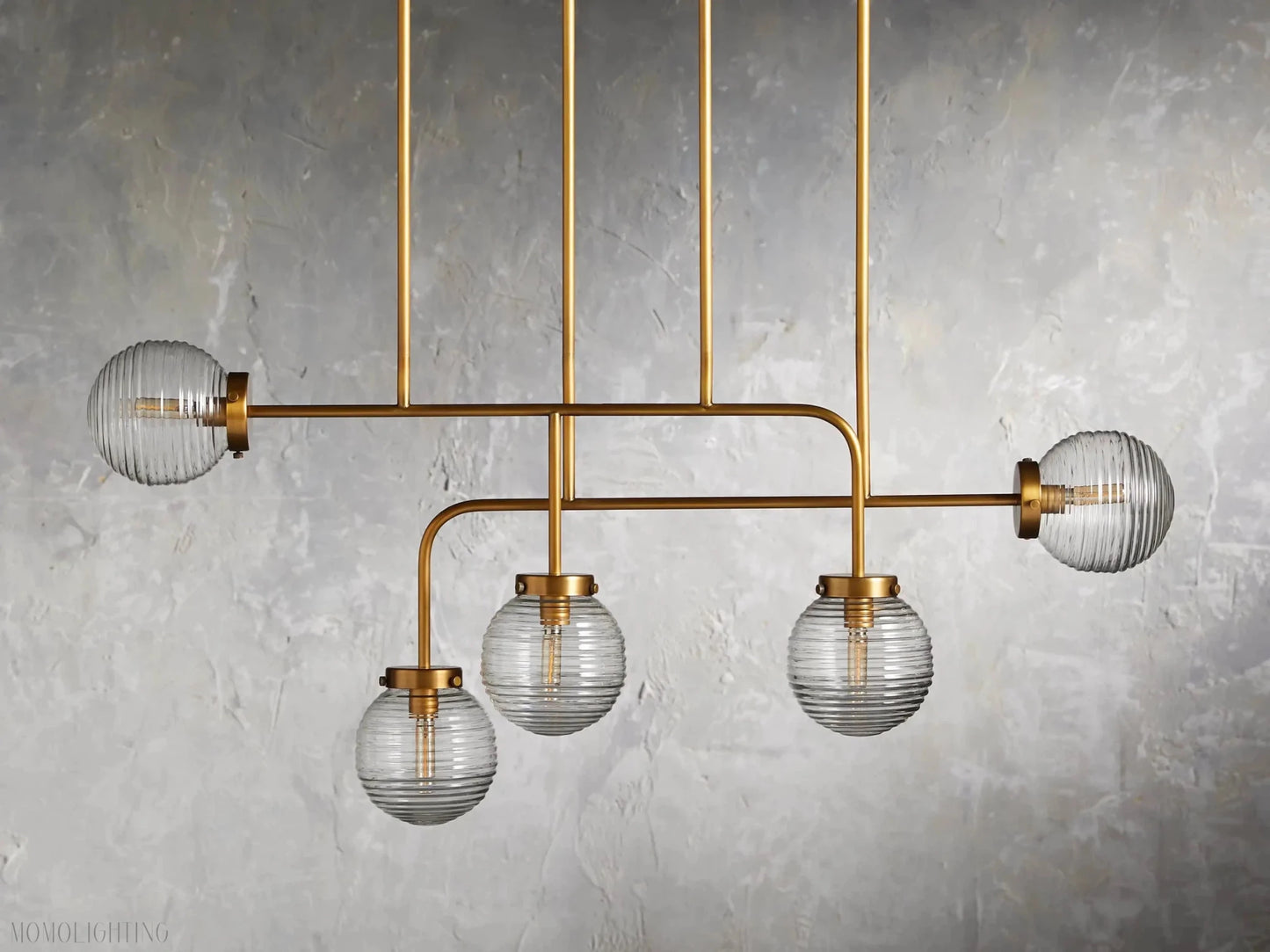 Sayre Linear Glass Globe Chandelier for dinning room-Nobipets