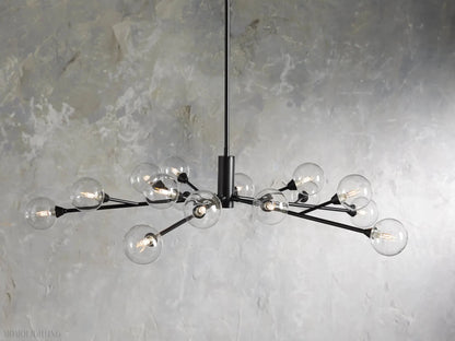 Sayre Round Clear Glass Globe Chandelier-Nobipets