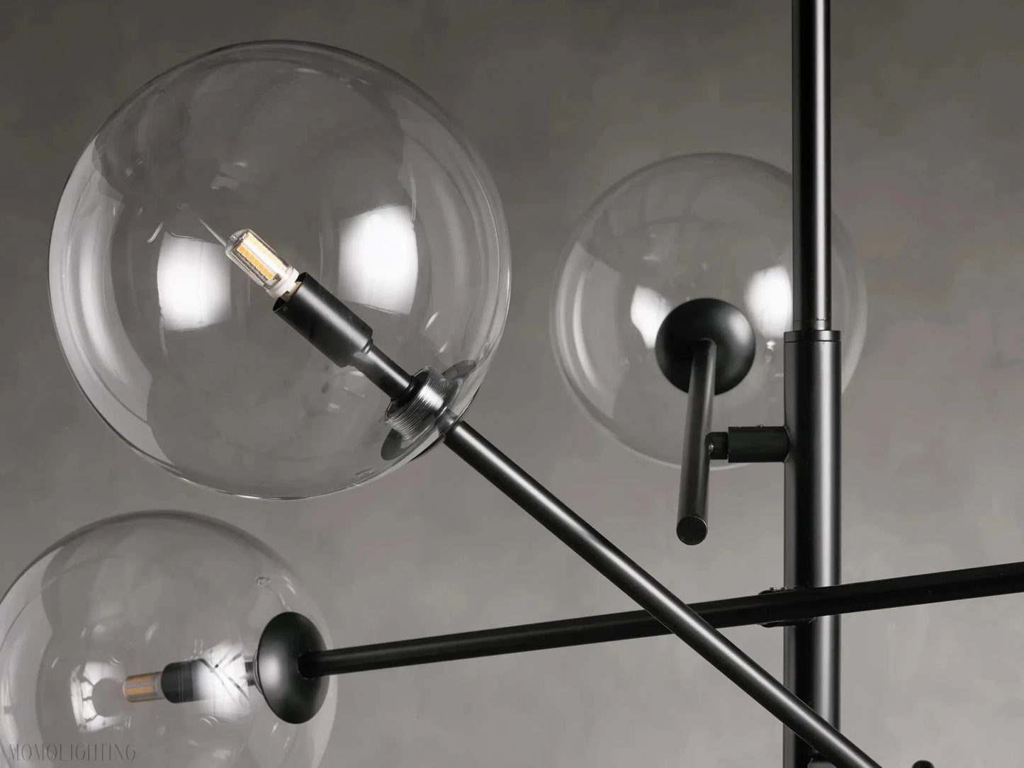 Sayre Round Clear Glass Globe Dispersing Chandelier-Nobipets