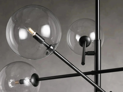 Sayre Round Clear Glass Globe Dispersing Chandelier-Nobipets