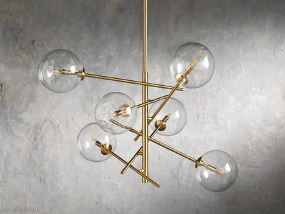 Sayre Round Clear Glass Globe Dispersing Chandelier-Nobipets