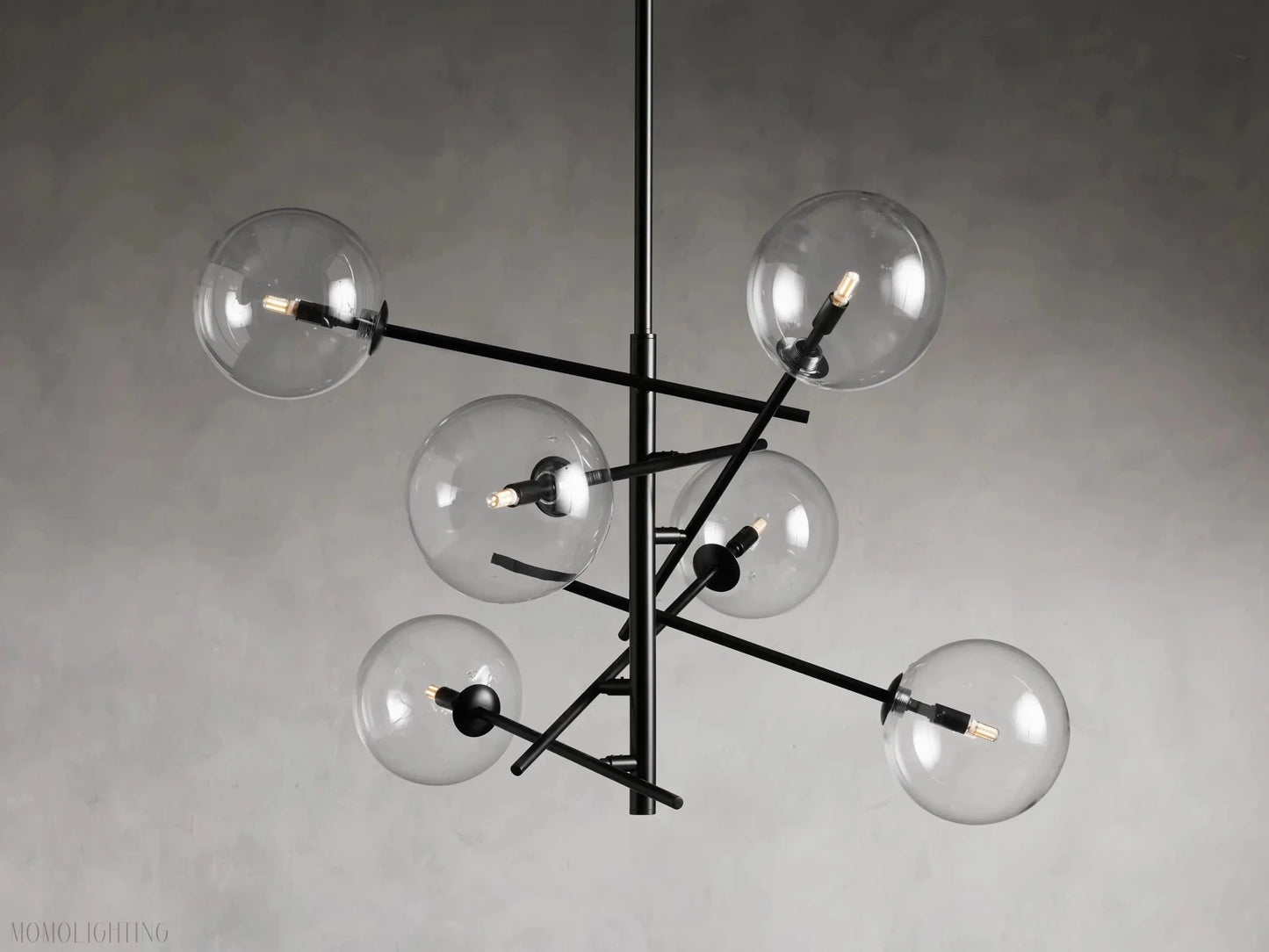 Sayre Round Clear Glass Globe Dispersing Chandelier-Nobipets