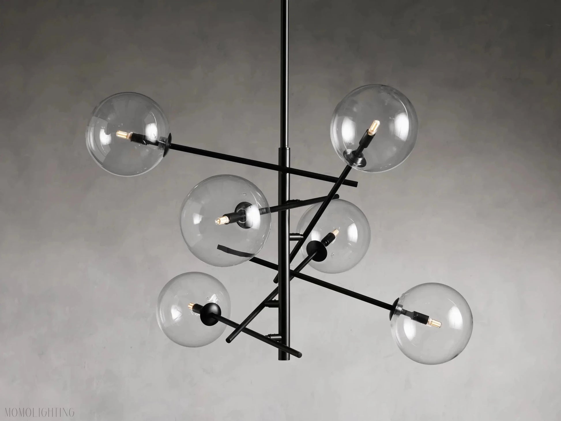 Sayre Round Clear Glass Globe Dispersing Chandelier-Nobipets
