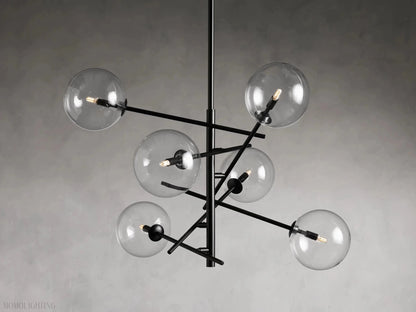 Sayre Round Clear Glass Globe Dispersing Chandelier-Nobipets