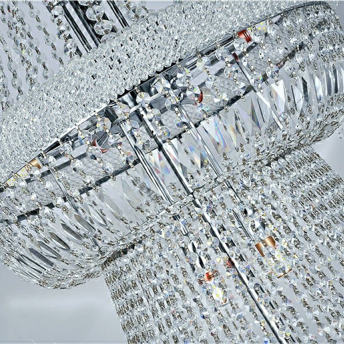 Silver/ Chrome Extra Large Crystal Chandelier Foyer Entryway Long Ceiling Lighting Fixture For Staircase-Nobipets