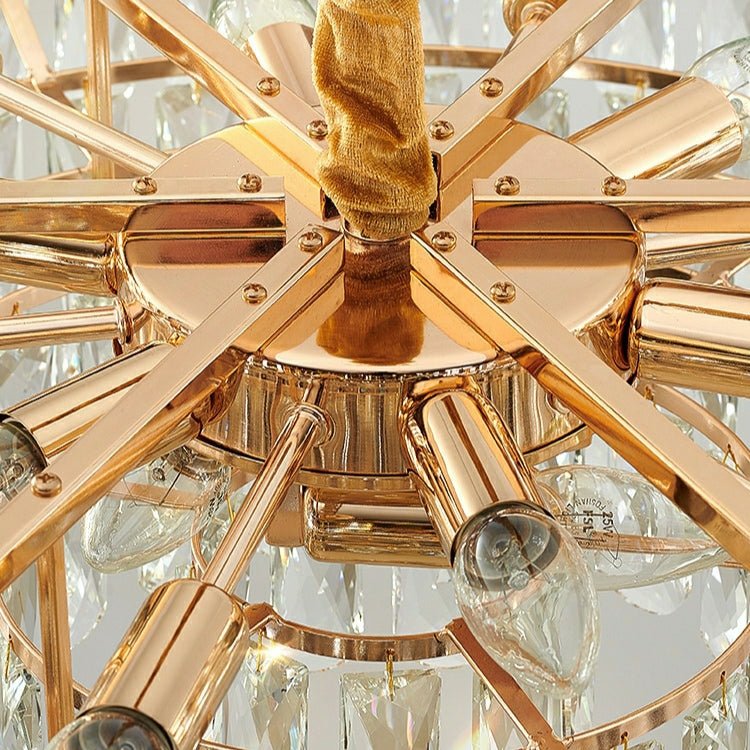 Smoke Gray Crystal Chandelier Flush Mounted Ceiling Light Fitxture Set for Dining Room/Living Room-Nobipets