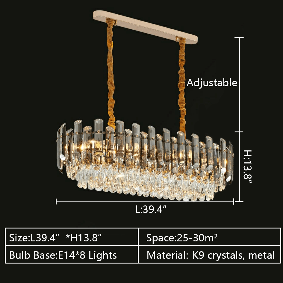 Smoke Gray Crystal Chandelier Flush Mounted Ceiling Light Fitxture Set for Dining Room/Living Room-Nobipets