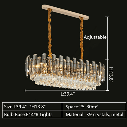 Smoke Gray Crystal Chandelier Flush Mounted Ceiling Light Fitxture Set for Dining Room/Living Room-Nobipets