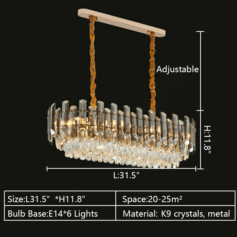 Smoke Gray Crystal Chandelier Flush Mounted Ceiling Light Fitxture Set for Dining Room/Living Room-Nobipets