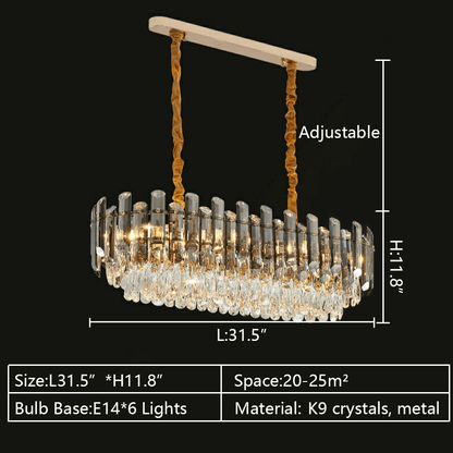 Smoke Gray Crystal Chandelier Flush Mounted Ceiling Light Fitxture Set for Dining Room/Living Room-Nobipets