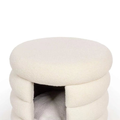 SnugglePod Luxe Cat Cave – Plush White & Gold Hideaway for Cozy Cats