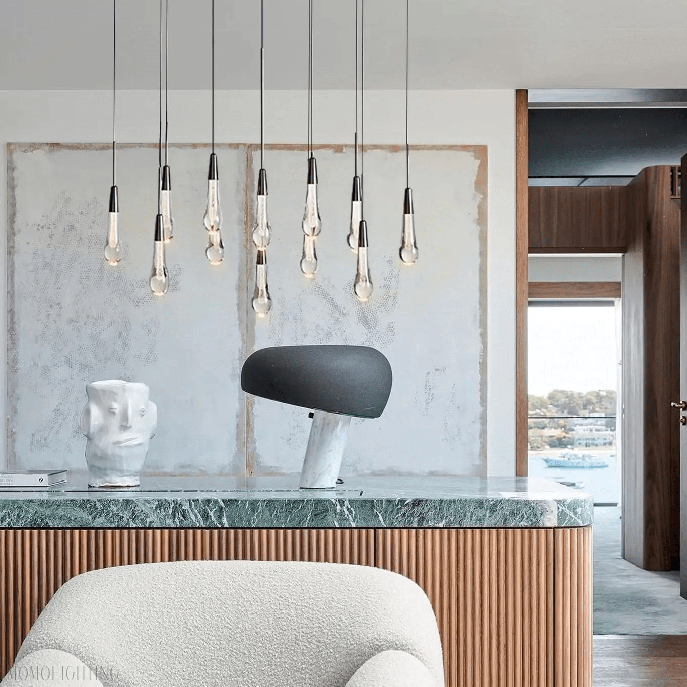 SOLITAIRE LINEAR MODERN CHANDELIER 37"W-Nobipets