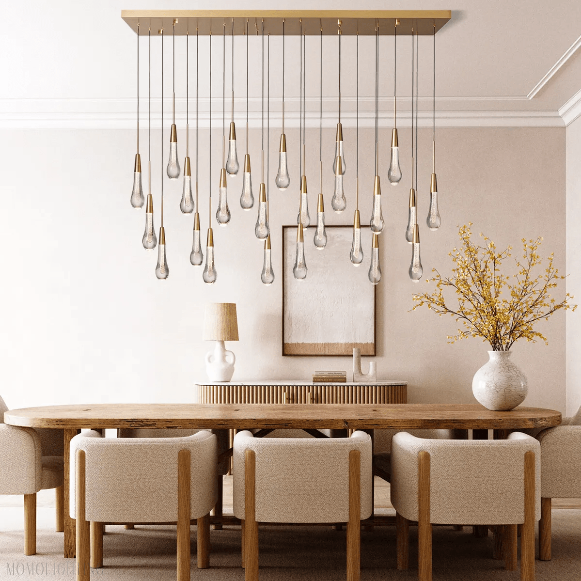 SOLITAIRE LINEAR MODERN CHANDELIER 37"W-Nobipets