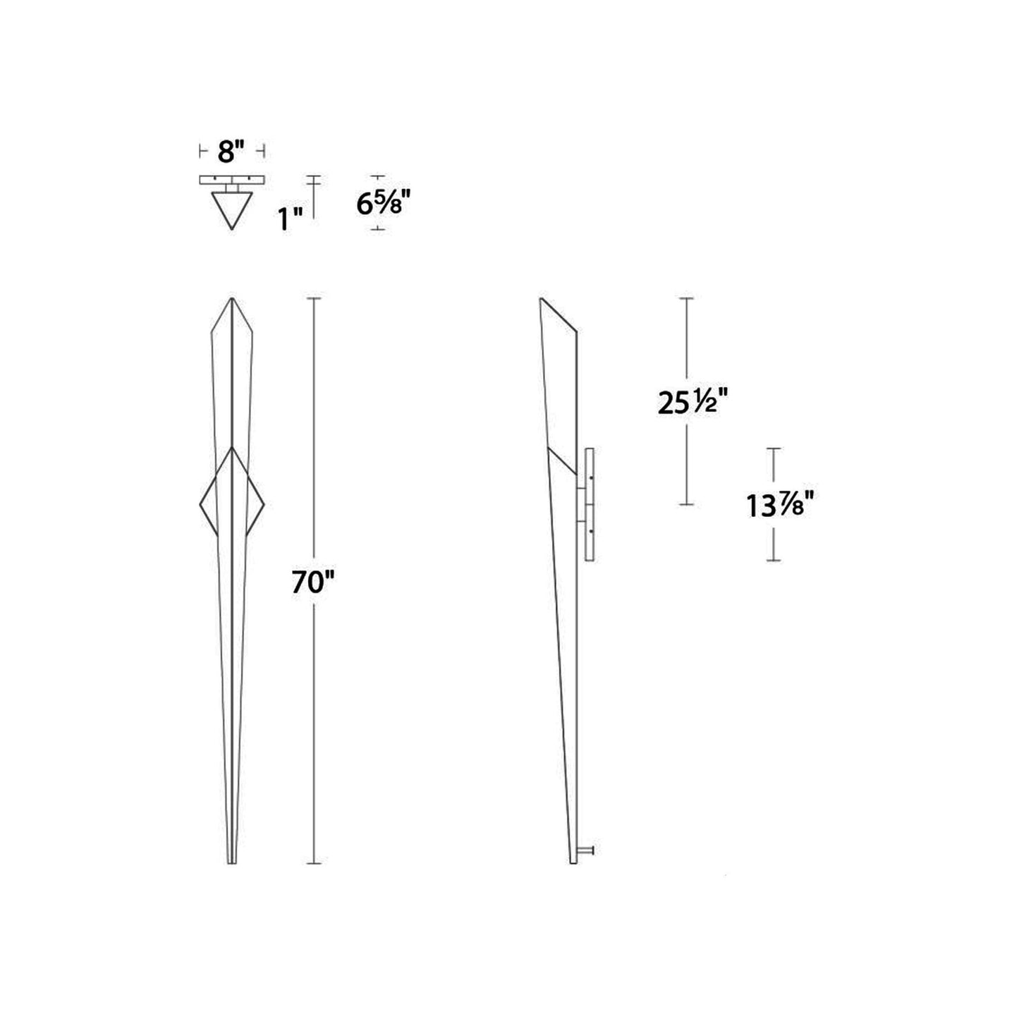 Solitude LED Wall Light - line drawing.