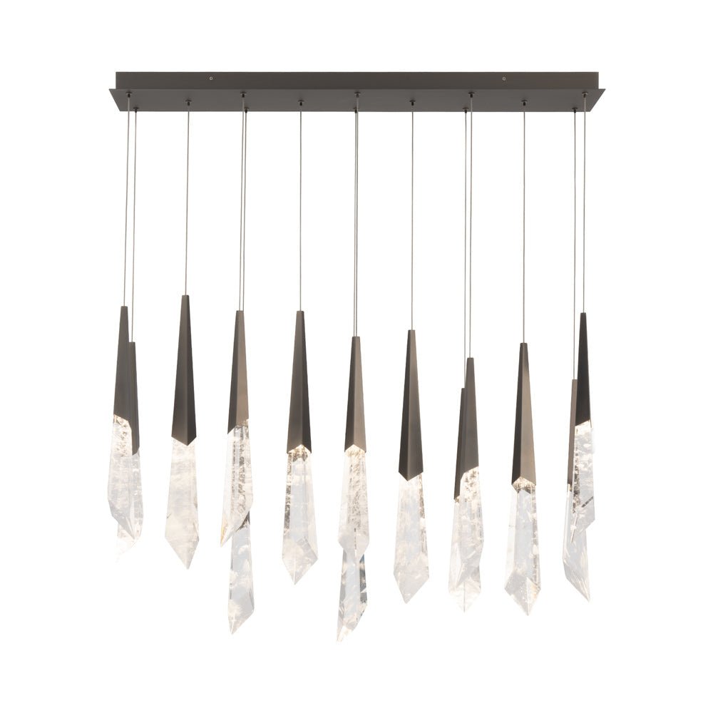 Solitude Linear LED Multi Pendant Light in Antique Nickel (14-Light).